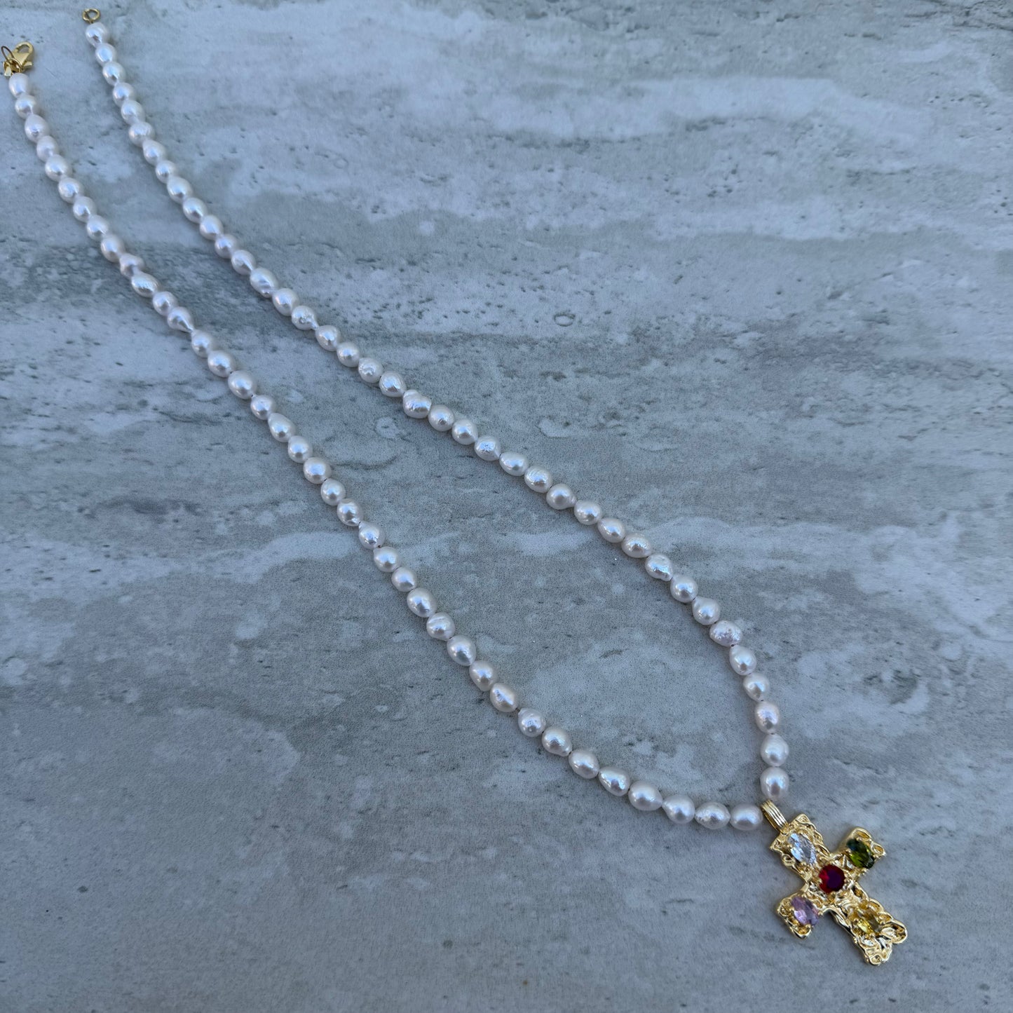 Genesis Pearl Cross Necklace